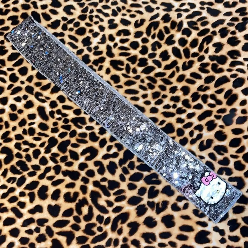 •SARIO• HELLO KITTY SILVER SEQUINED BELT/SCARF WITH EMBROIDERED HELLO KITTY. O/S